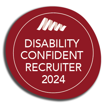 Disability Confident Recruiter 2024 Colour_DropShadow_DarkRed